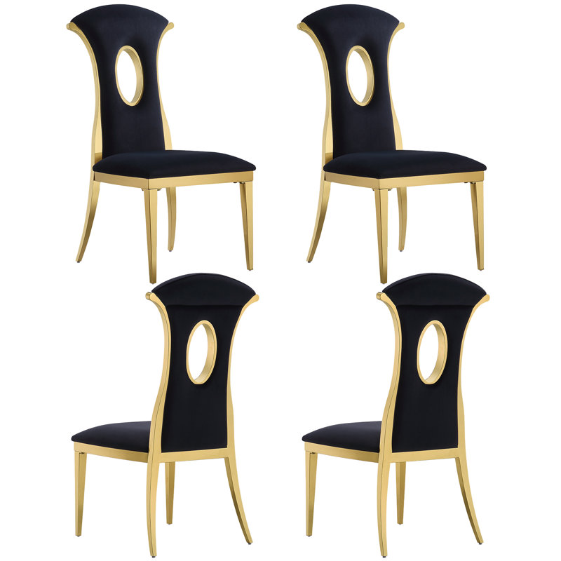 Black And Gold Dining Chairs With Open Back, 4, Black/Gold