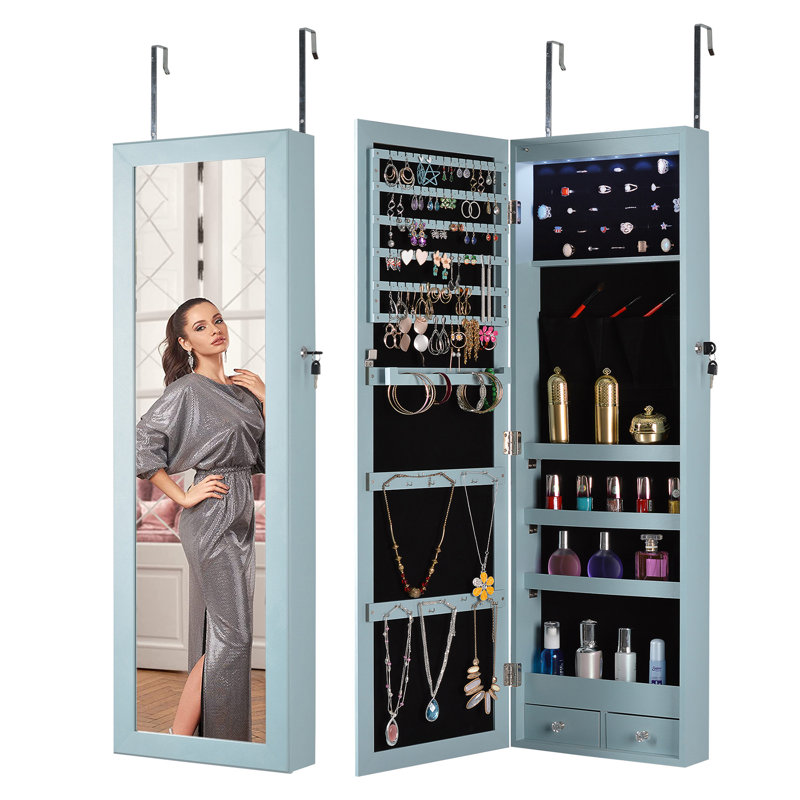 Cette armoire à miroir Maiana Fashion peut être accrochée à la porte ou au mur, Bleu