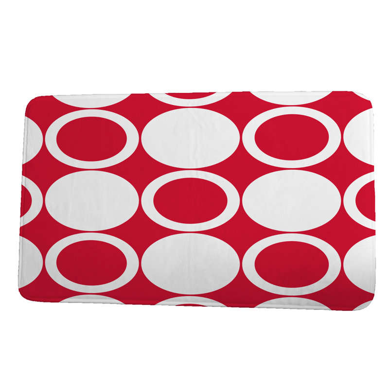 Tapis de bain Leis ModCircles, H 18 po x L 30 po, Rouge