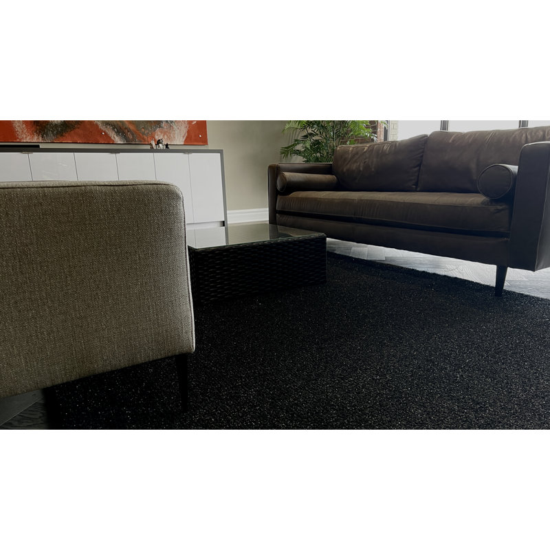 Tapis et tapis en gazon artificiel Diamond, H 0,8 po x l 79 po x P 120 po, Noir