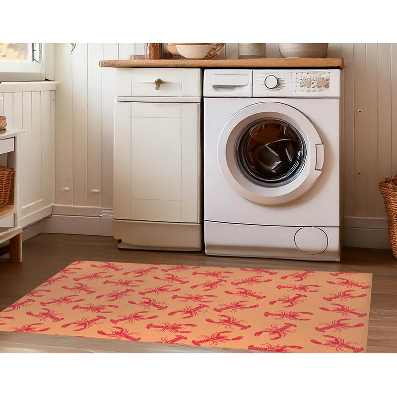 Tapis de lessive léger et antidérapant Lobster, L 25 po x H 4 po, Imprimé animal orange
