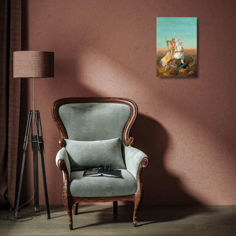 «St George and the Dragon» par Alexander Von Bensa - Art mural sur toile tendue avec châssis, H 40 po x l 28 po