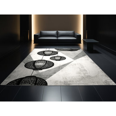 Tapis oriental gris doux en peluche douce de style lanterne chinoise Forbell