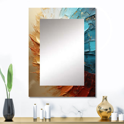 Gold Blue Desert Mirage Spiral - Large Wall Mirror On Metal