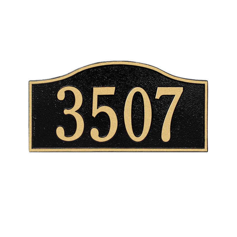 Rolling Hills 1-Line Wall Address Plaque, Black/Gold, Yes