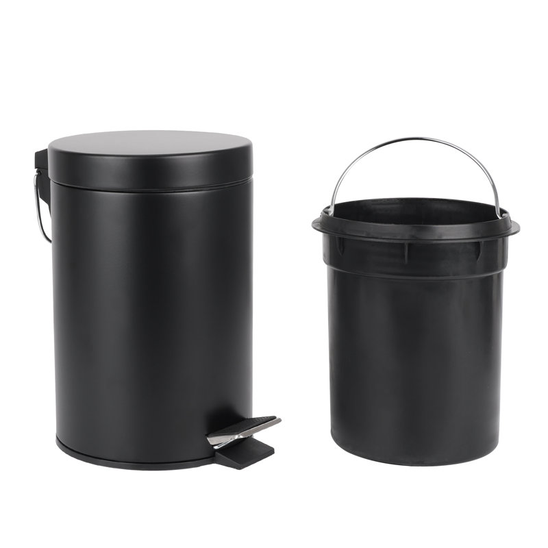 Noveline Steel Step On Kitchen Trash Can - 0.79L, Black