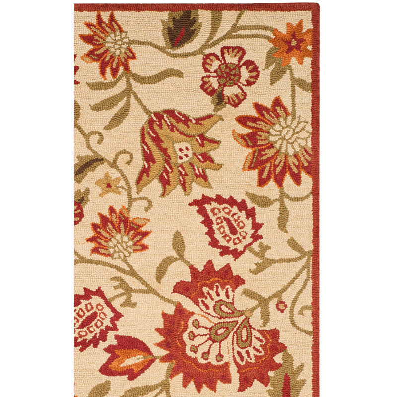 Emrick Blossom Hand Hooked Wool Floral Rug, Rectangle 8' x 10'