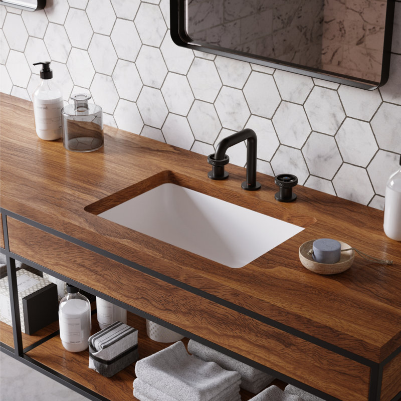 Robinet de salle de bain à large entraxe avec bonde, Noir mat