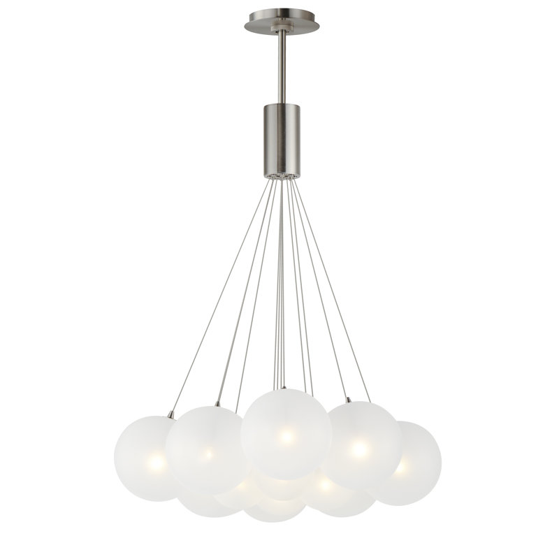 Luminaire suspendu sphère 12 lumières Celica, Nickel satiné