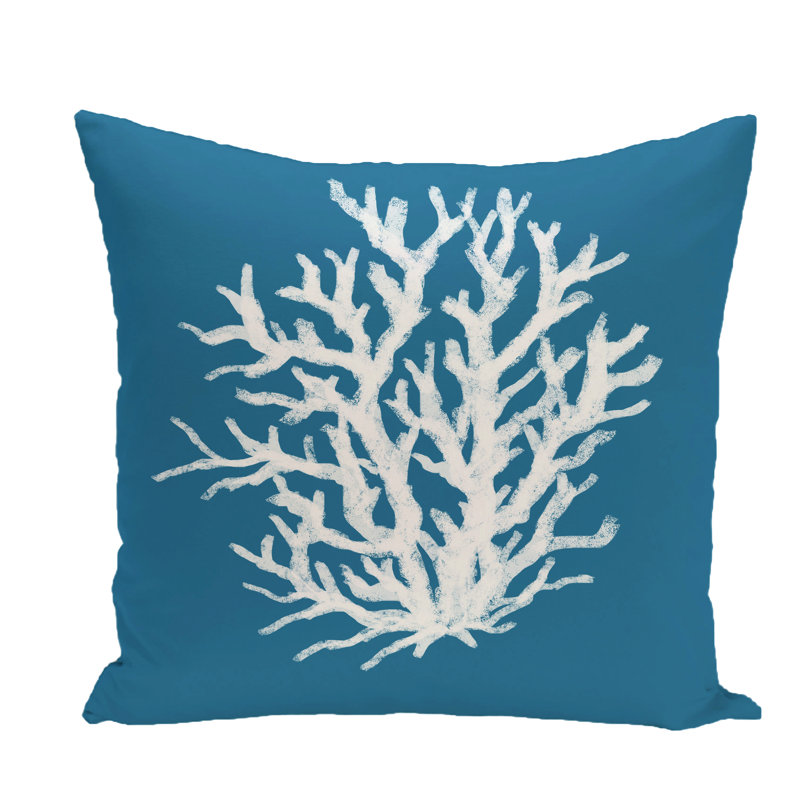Coral Reef Outdoor Reversible Throw Pillow, 16" H x 16" W x 1" D, Paisley