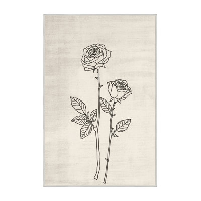 Soft Plush Etamin Valentines Modern & Contemporary Abstract Area Rug in Beige – White Binding