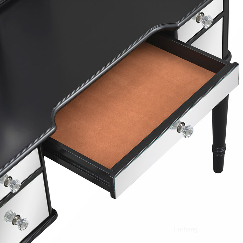 Charmante coiffeuse avec tiroirs à miroir et tabouret moelleux pour la chambre à coucher