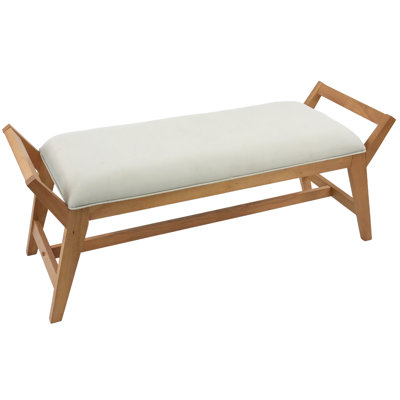 Banc rembourré avec accoudoirs, 51 po de largeur, avec pieds en bois massif, banc d'entrée pour salle à manger / chambre / couloir