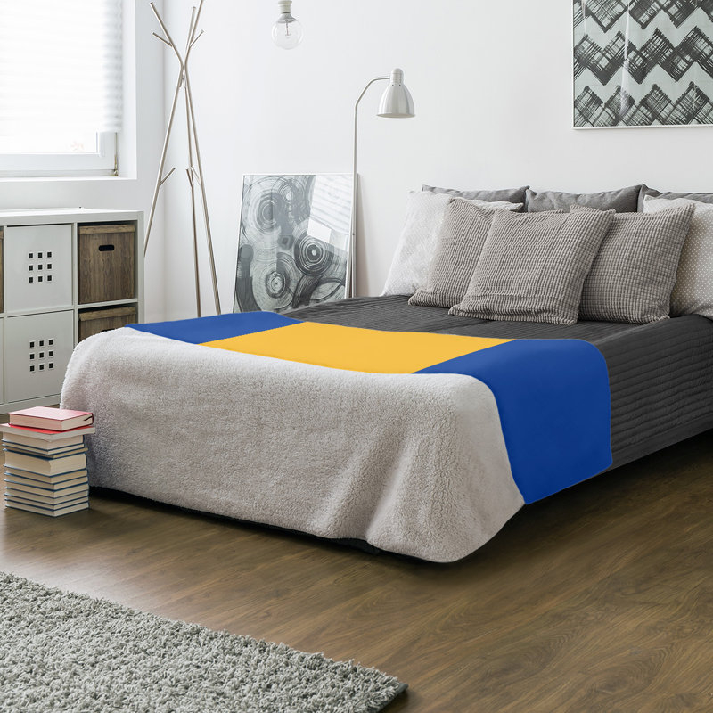 Sewn Throw Blanket, 60" W x 80" L, Blue/Gold Middle