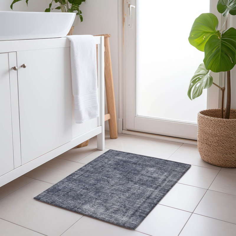 Tapis bleu intérieur / extérieur lavable à la machine Cinead ACN1656, Rectangle 1 pi 8 po x 2 pi 6 po