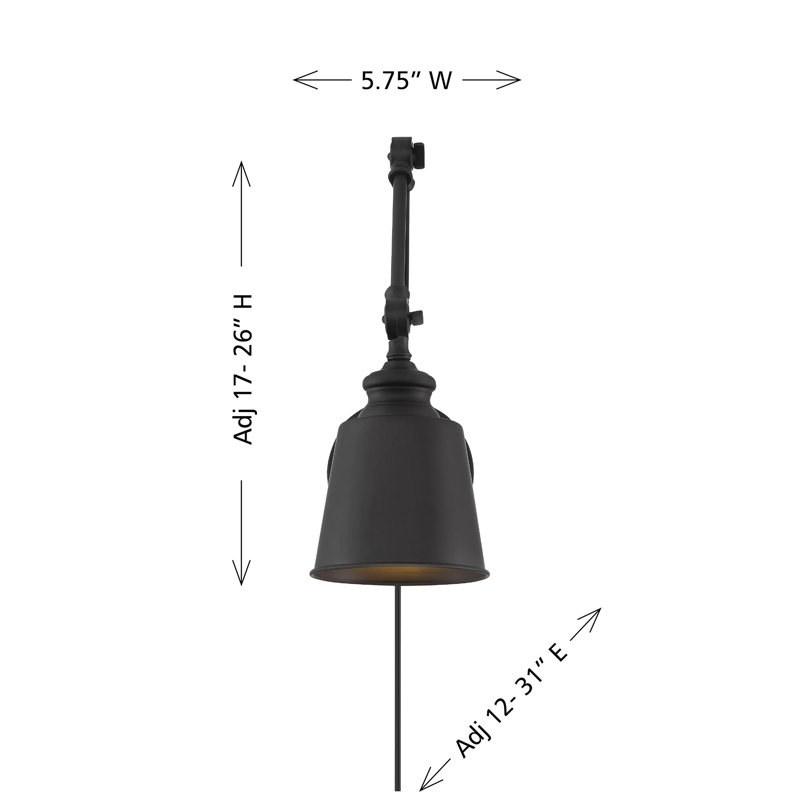 Lila 1-Light Adjustable Wall Sconce in Black, Black