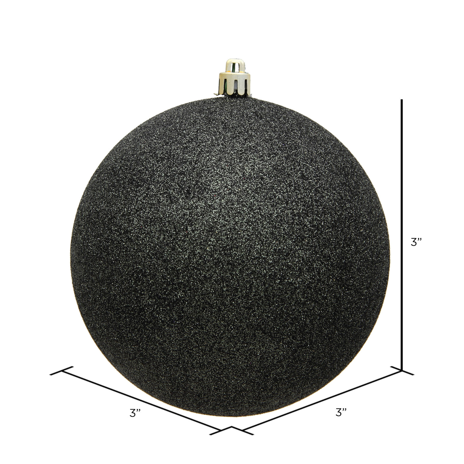 Holiday Décor Ball Ornament, 3" H x 3" W x 3" D, Gunmetal
