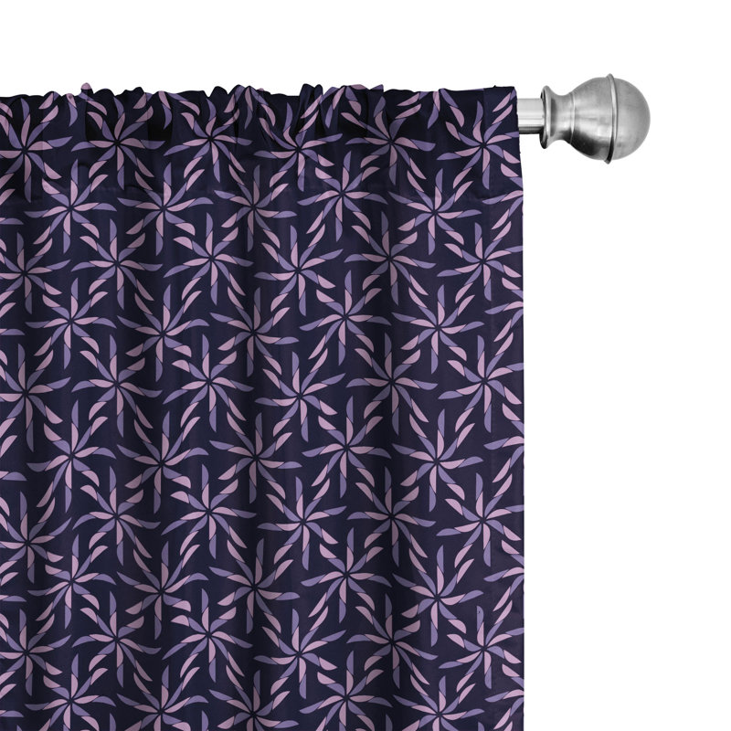 Purple Geometric Pattern Room Darkening Polyester Curtain Panels