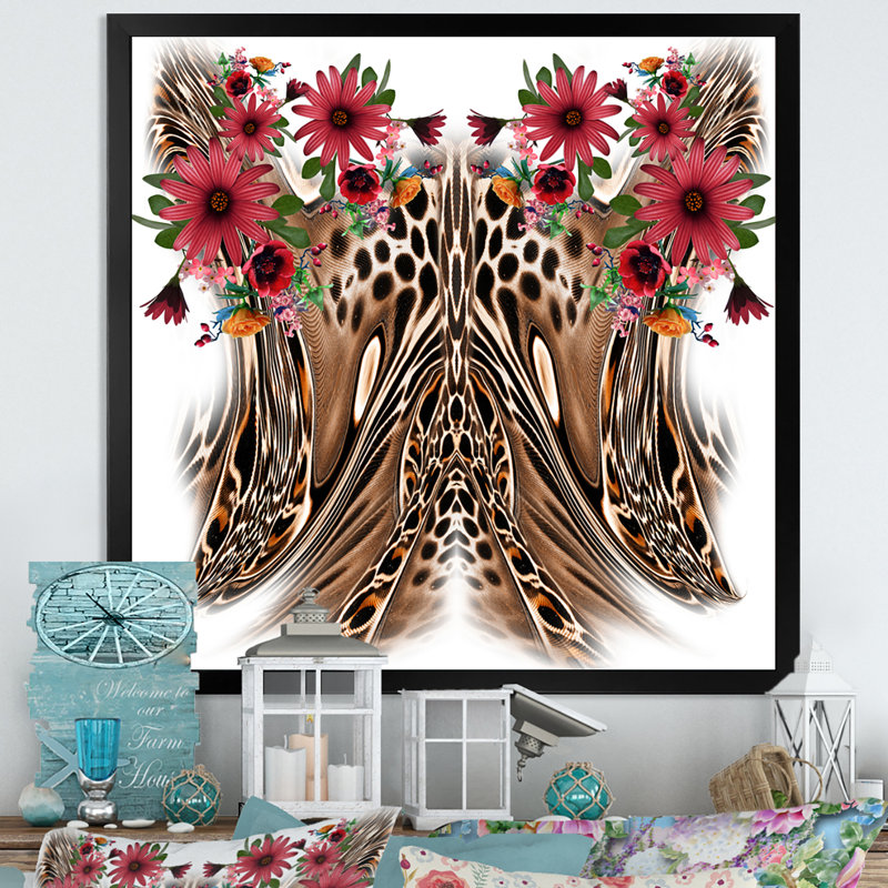 Flower Leopard " Flower Leopard ", Black Picture Frame, 16" H x 16" W