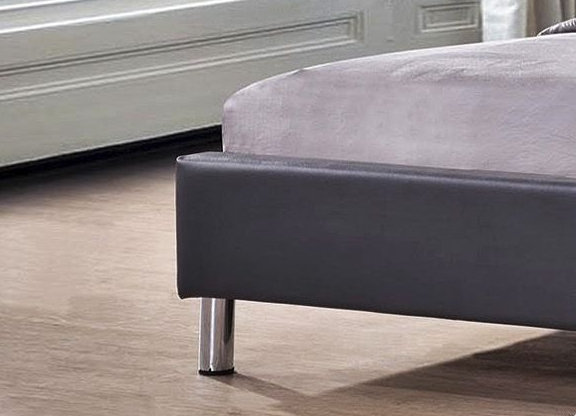 Lit partiellement rembourré avec matelas, Noir, Grand