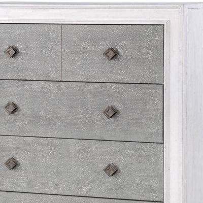 Commode Katia gris rustique et blanc vieilli