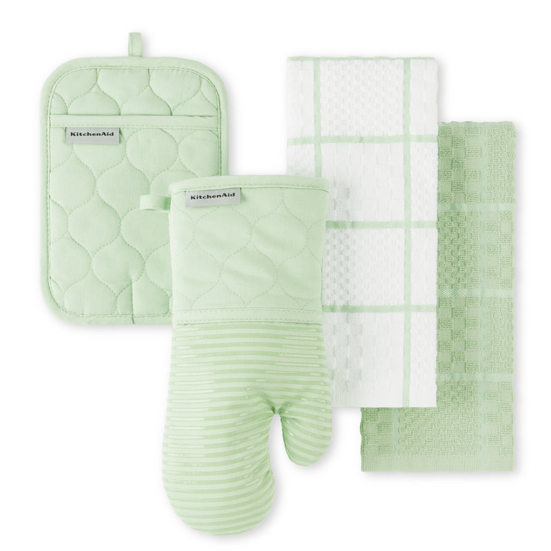 Ensemble de 4 serviettes de cuisine matelassées, gant de cuisine et poignées KitchenAid, Pistes à poils