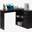 Bureau d'ordinateur en L avec angle de rotation de 180 °, avec tablettes de rangement, tiroirs et armoires