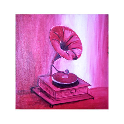 Gramophone monochrome | Acrylique sur toile | Par Sheeba Lohi