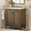 Meuble-lavabo vintage avec lavabo en céramique et tablettes réglables (brun antique)-327801367