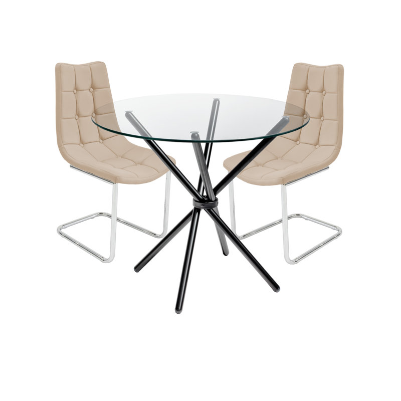 Derby 2 - Person Dining Set, Taupe, Black