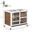 Cage à lapins d'intérieur Pawhut avec roulettes, bureau et table d'appoint, cage à lapin