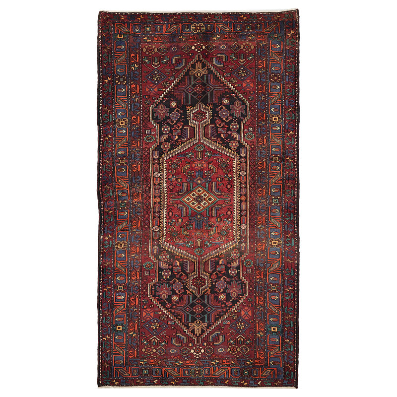 Tapis noir rétro Anatolian 5 pi 2 po x 9 pi 9 po