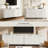  Fluted Sideboard Buffet Cabinet with Adjustable Shelves and Metal Legs-2027125050