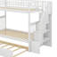 Lit superposé simple au-dessus de simple en bois massif avec rangement gigogne et structure d'escalier-975507005