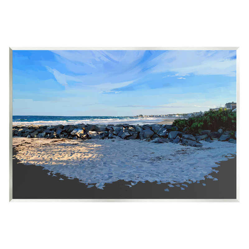 Rocky Beach Coast Horizon Landscape 19 x 13 MDF Wall Art