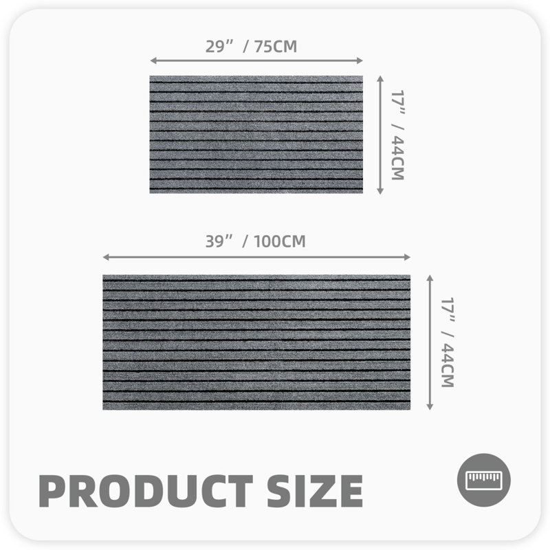Tapis de cuisine Danyielle, Tapis de couloir 1 pi 5 po x 3 pi 3 po, Gris foncé