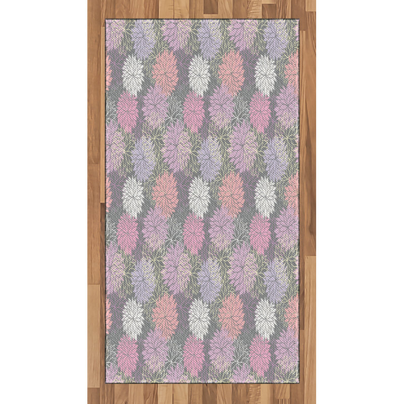 Pink and Gray High Density Long Fiber Poly Threads Decorative Area Rug Carpet, Rectangle 2'7" x 5'