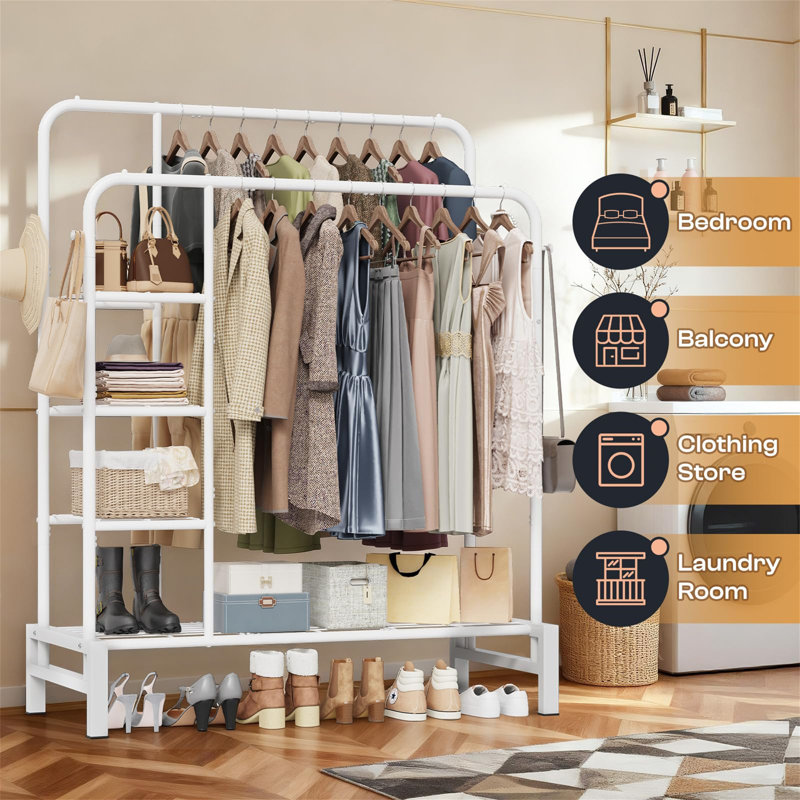 115cm Rolling Clothing Rack, White