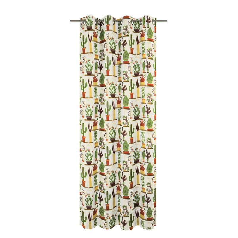 Cayton Room Darkening Curtain Single Panel, 150 x 130cm, Cream/Green/Brown