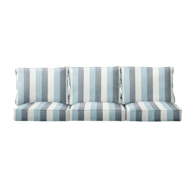Minorca Outdoor Sunbrella Seat/Back Cushion, Blue Stripe Sunbrella®, 25" W x 25" D