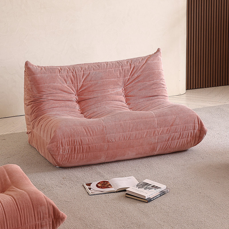 Fauteuil à billes de compression 51,5 po Abbie Boneless, Velours côtelé rose