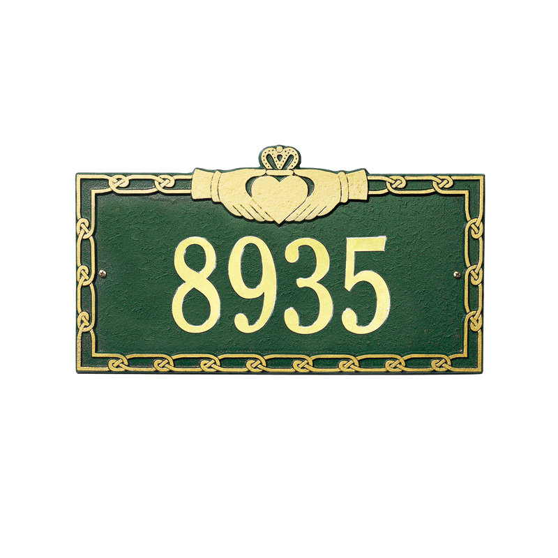 Plaque d'adresse murale 1 ligne Claddagh, Noir et or, Oui