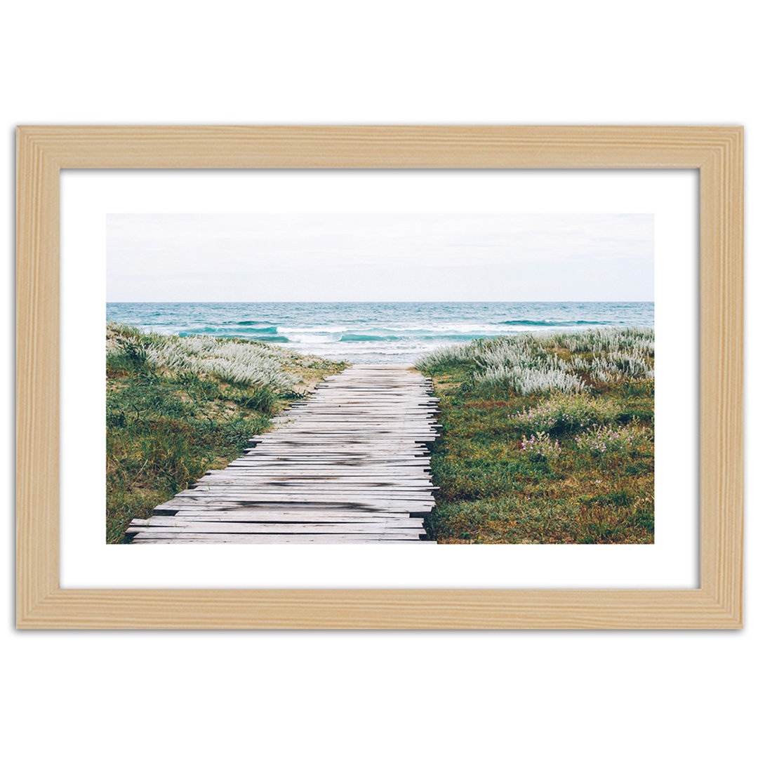 Gerahmtes Poster Wooden Path To The Sea