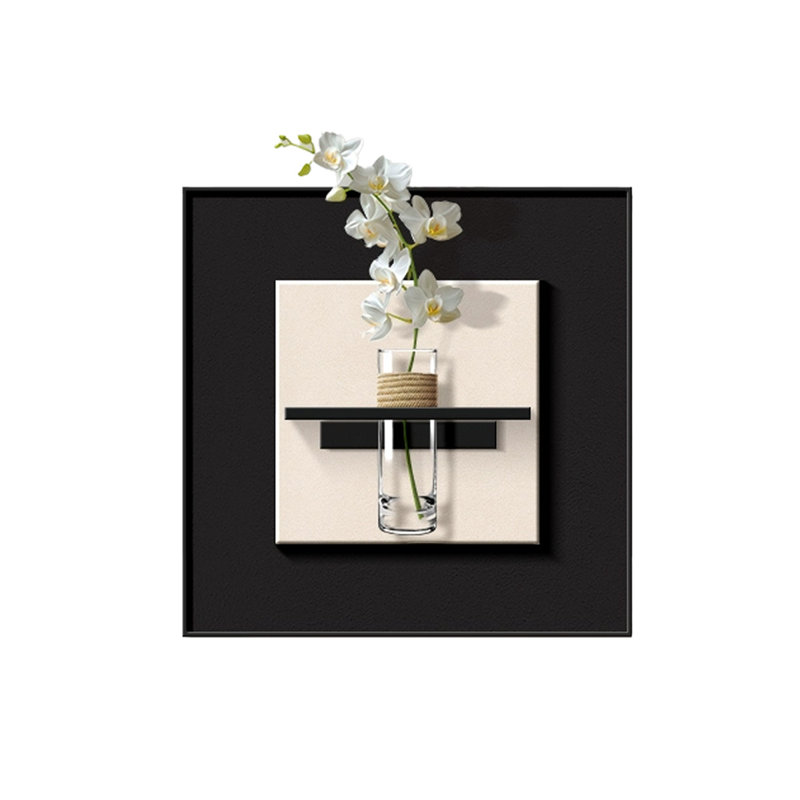 Blanc, carré noir en grès, art mural, H 15,75 po x l 15,75 po