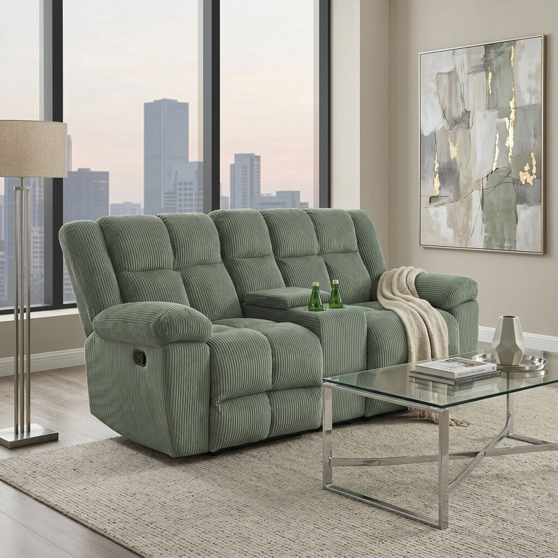 Causeuse inclinable en tissu à rayures vertes Modo (1 pièce), Green
