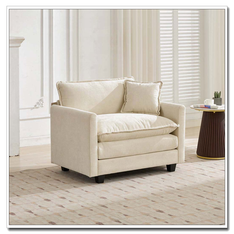 Fauteuil club en tissu d'ameublement en chenille, Beige