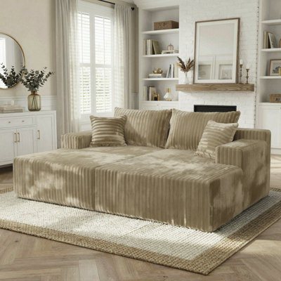  Canapé-lit convertible 78,8 po sans os, ensemble modulaire 2 pièces, sans assemblage - beige cachemire, velours