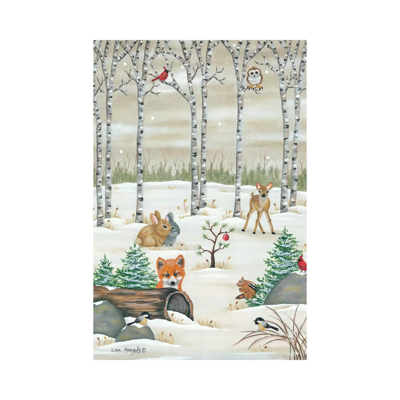 «Woodland Critters» par Lisa Kennedy - reproduction d'art sur toile tendue, H 26 po x l 18 po x P 1,5 po