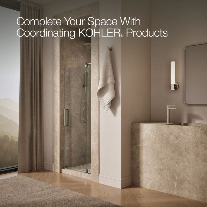 Revel 36'' x 70'' Pivot Shower Door with CleanCoat® Technology, Anodized Brushed Nickel