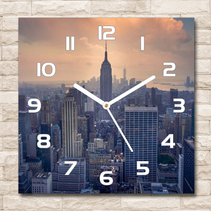 Ilioara Glass Wall Clock, White/Blue/Beige
